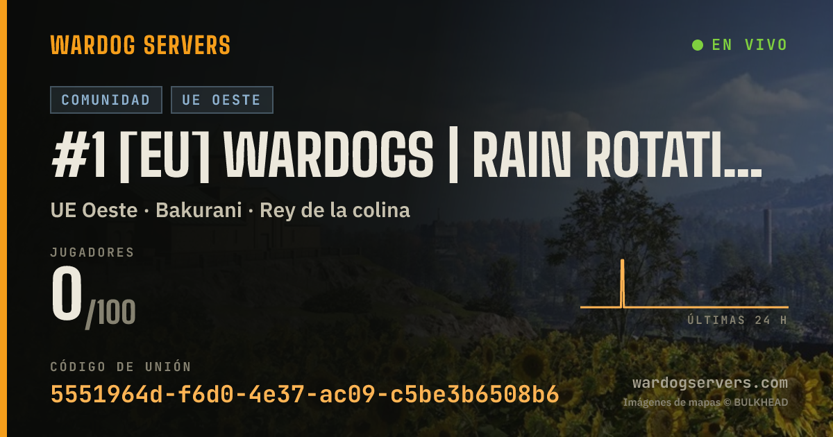 Banner de estado en vivo de #1 [EU] Wardogs | Rain Rotation | 250 Ping Limit