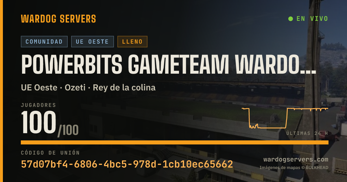 Banner de estado en vivo de POWERBITS GAMETEAM WARDOGS #2 | LOW PING | PBSGAMETEAM.COM