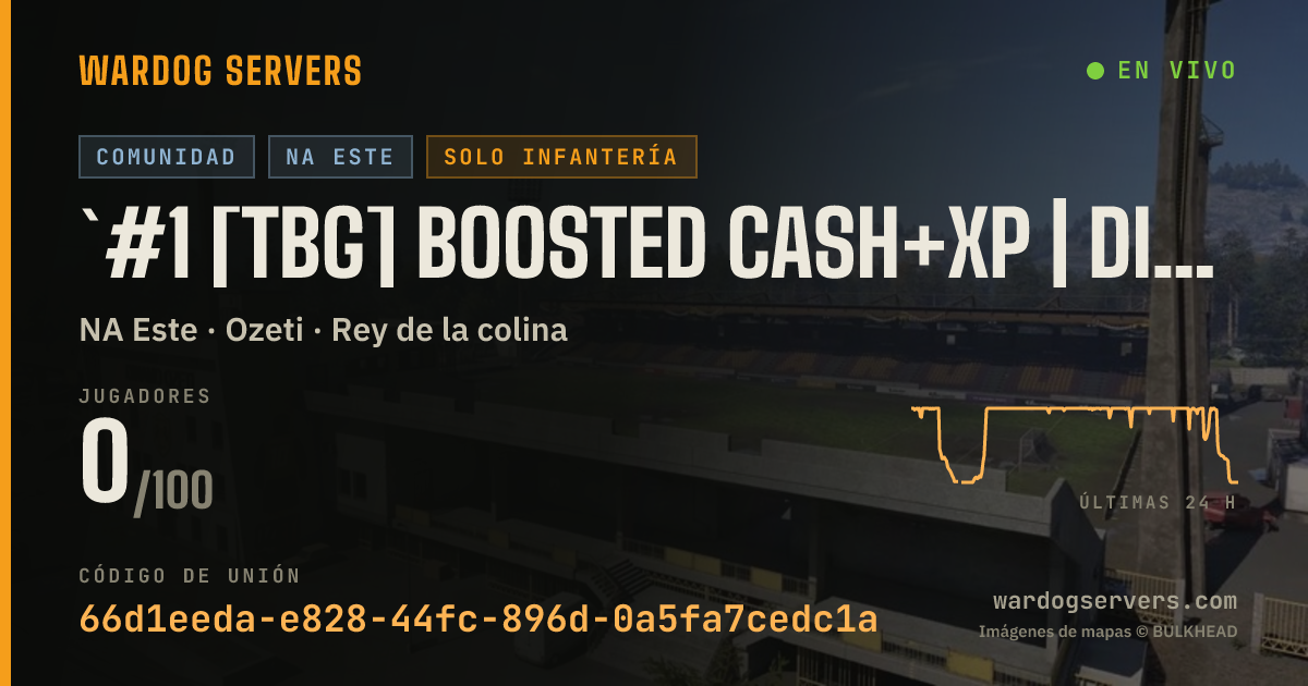 Banner de estado en vivo de `#1 [TBG] Boosted Cash+XP | discord.gg/tbgclan | NoGL/HumMG