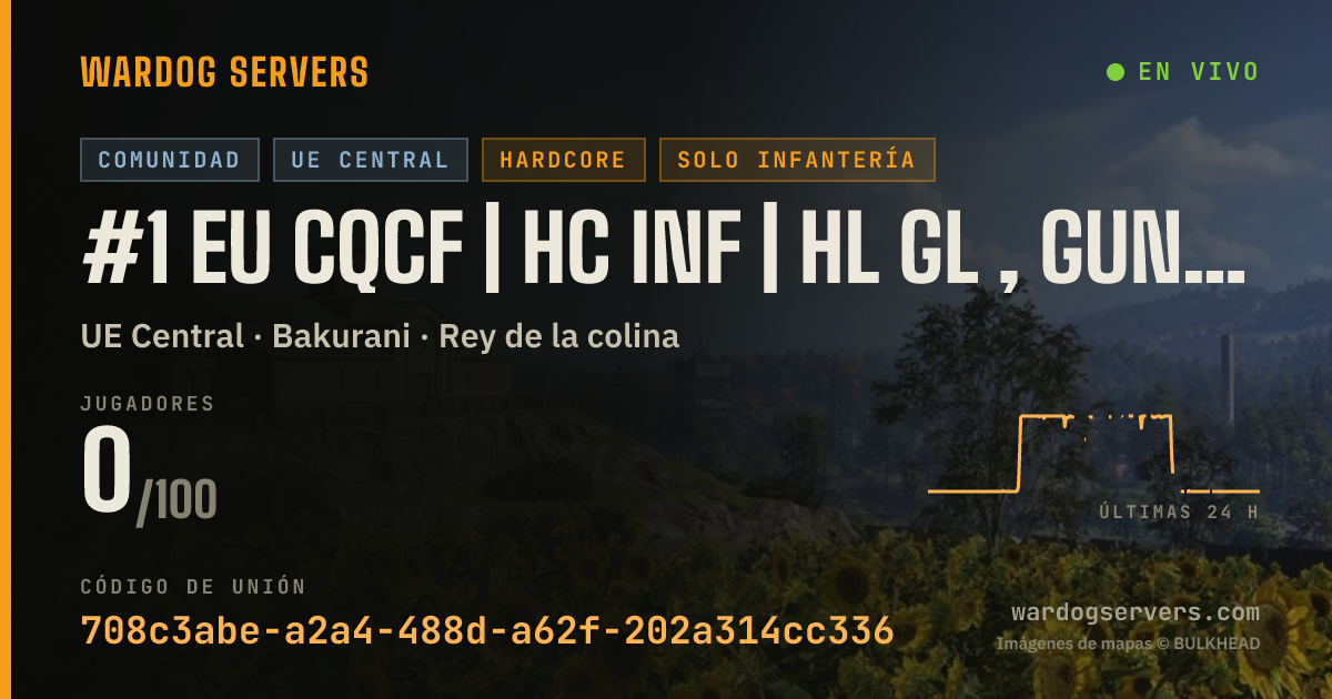 Banner de estado en vivo de #1 EU CQCF | HC INF | HL GL , GUN CAR , MORTAR FORB | ADMINS | 0
