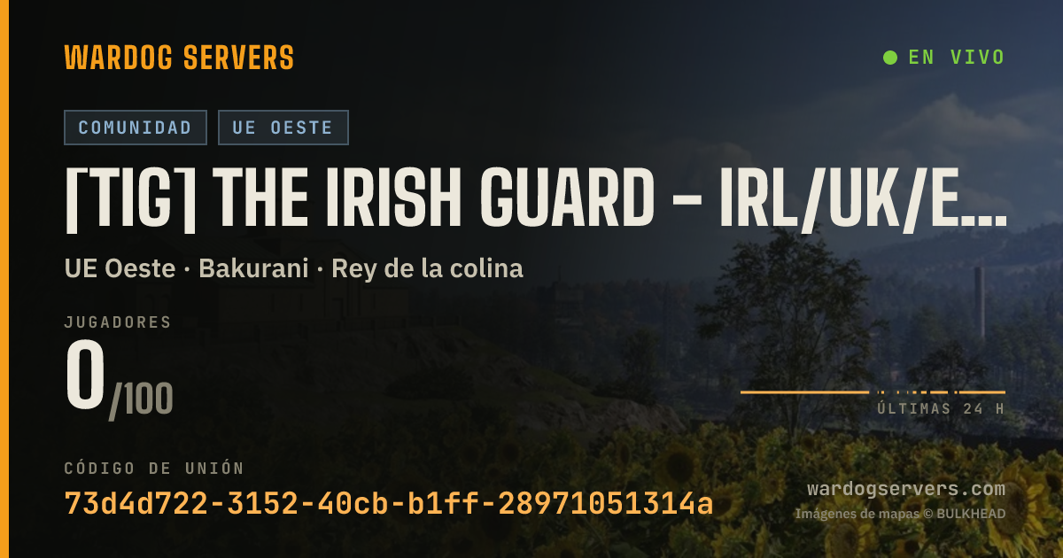 Banner de estado en vivo de [TiG] The Irish Guard - IRL/UK/EU - Rain Maps Only