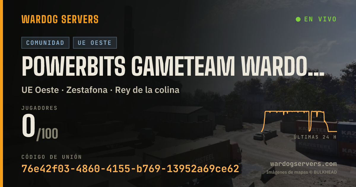 Banner de estado en vivo de POWERBITS GAMETEAM WARDOGS | LOW PING | PBSGAMETEAM.COM