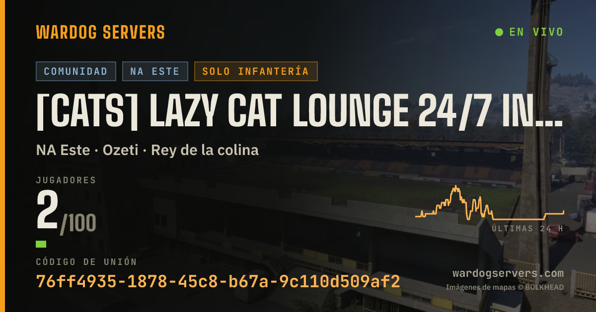 Banner de estado en vivo de [CATS] Lazy Cat Lounge 24/7 INFANTRY | discord.gg/warcats