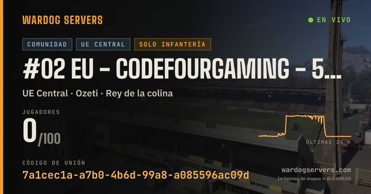 Banner de estado en vivo de #02 EU - CodeFourGaming - 50v50 Infantry - discord.gg/c4g
