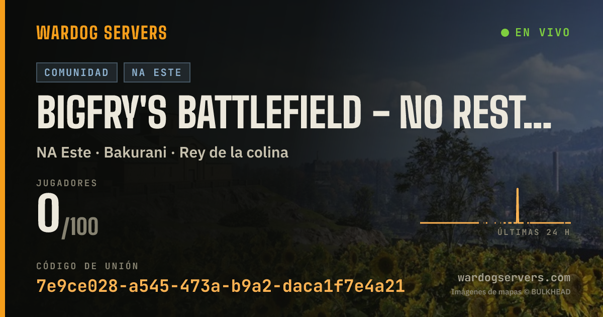 Banner de estado en vivo de Bigfry's Battlefield - No Restrictions - Active Admins