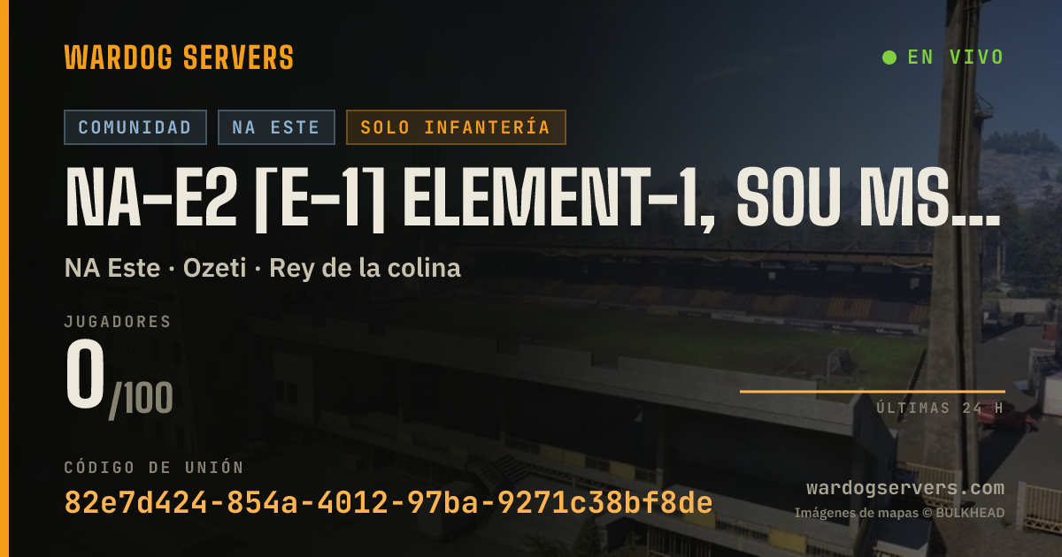 Banner de estado en vivo de NA-E2 [E-1] ELEMENT-1, SOU MSS → INFANTRY | 50/50