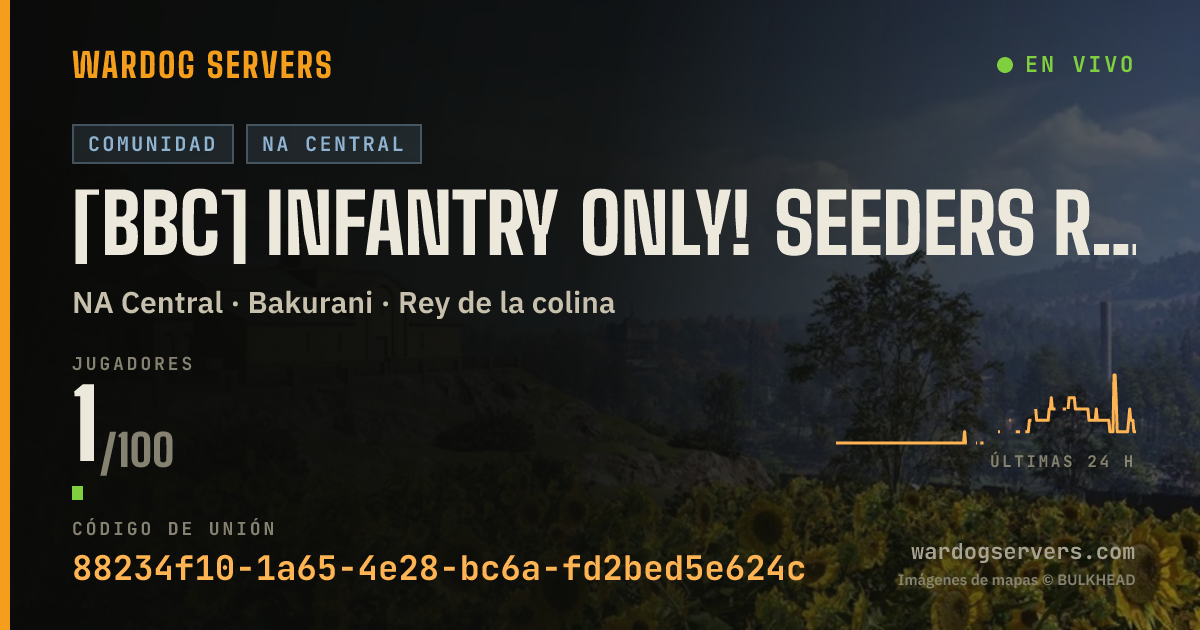 Banner de estado en vivo de [BBC] Infantry Only! Seeders rewarded! No GL! 50/50 Red V Green.