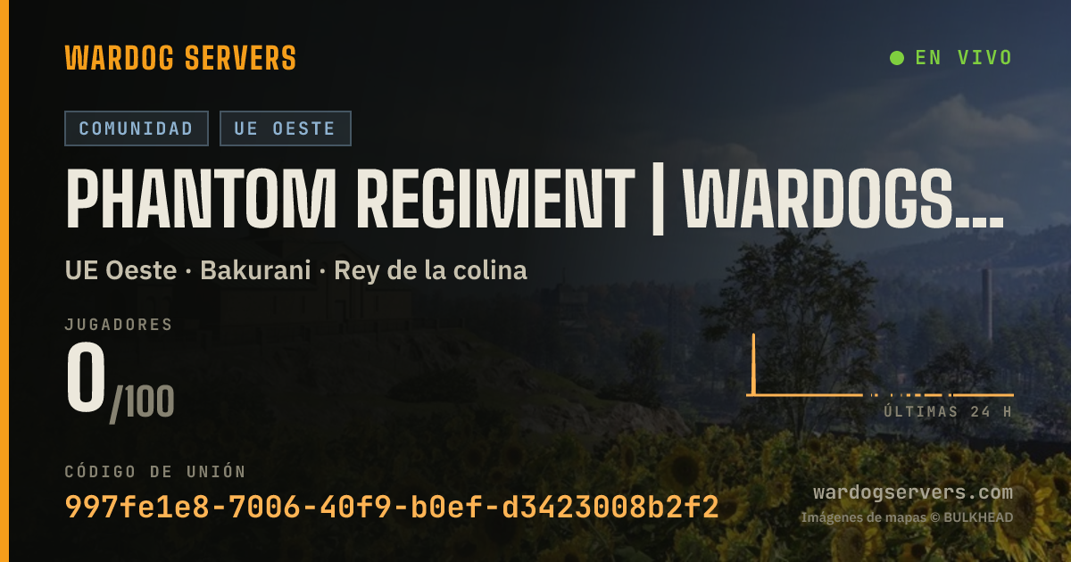 Banner de estado en vivo de Phantom Regiment | Wardogs | Events • Squads • New Players