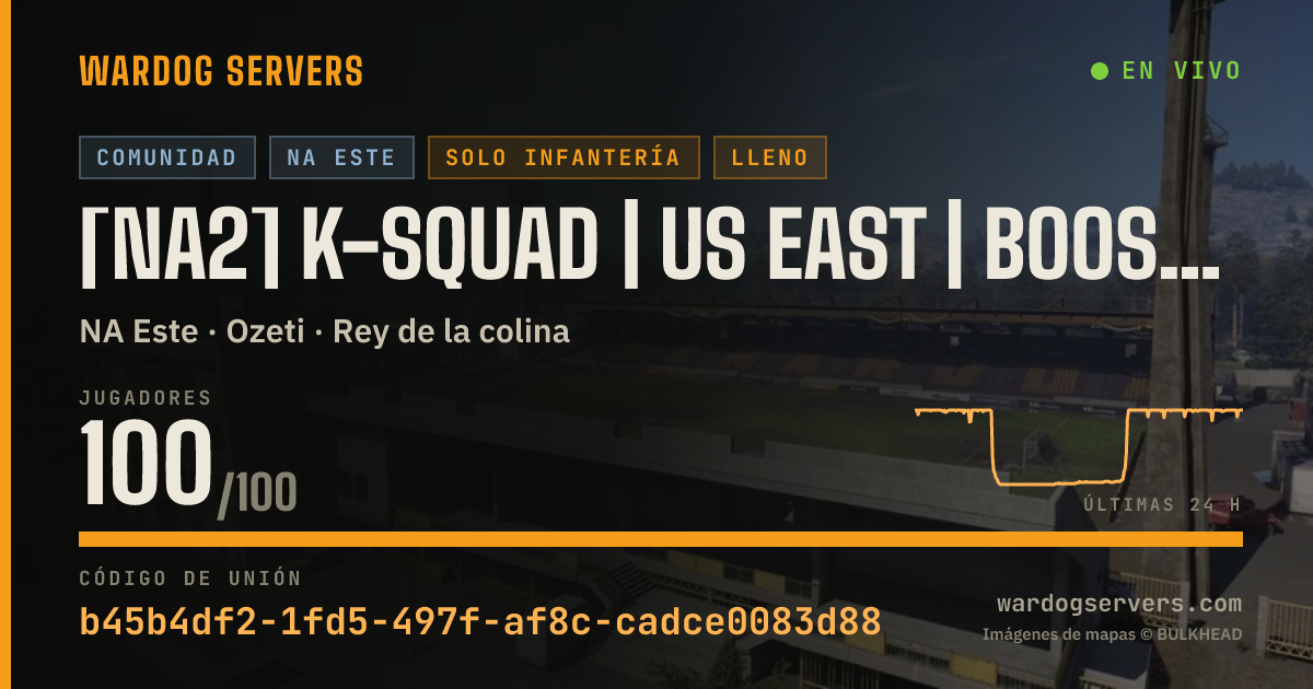 Banner de estado en vivo de [NA2] K-SQUAD | US EAST | BOOSTED XP + CASH | INFANTRY ONLY |