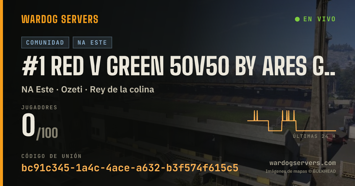 Banner de estado en vivo de #1 Red V Green 50v50 by Ares Group | Boosted Cash & XP
