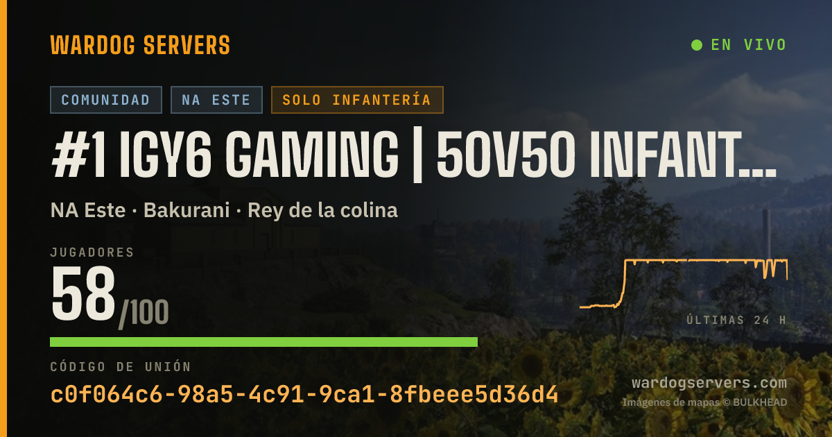 Banner de estado en vivo de #1 IGY6 GAMING | 50v50 INFANTRY | NO GL HELI | DISCORD.GG/IGY6