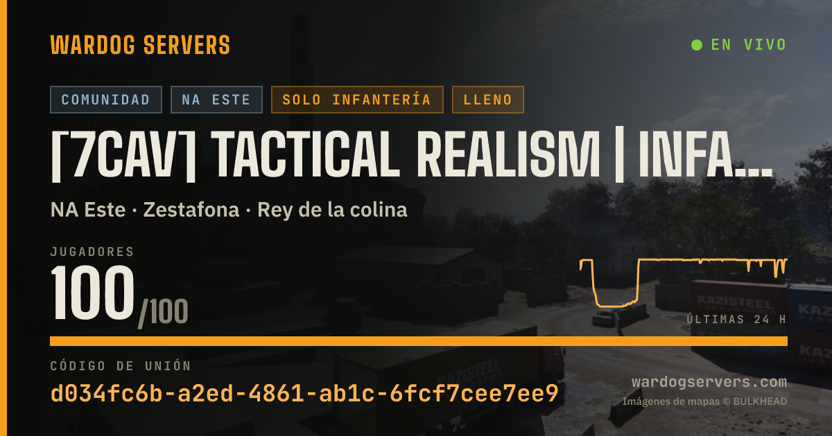 Banner de estado en vivo de [7CAV] Tactical Realism | Infantry Only NO MGL+HELI | discord.gg