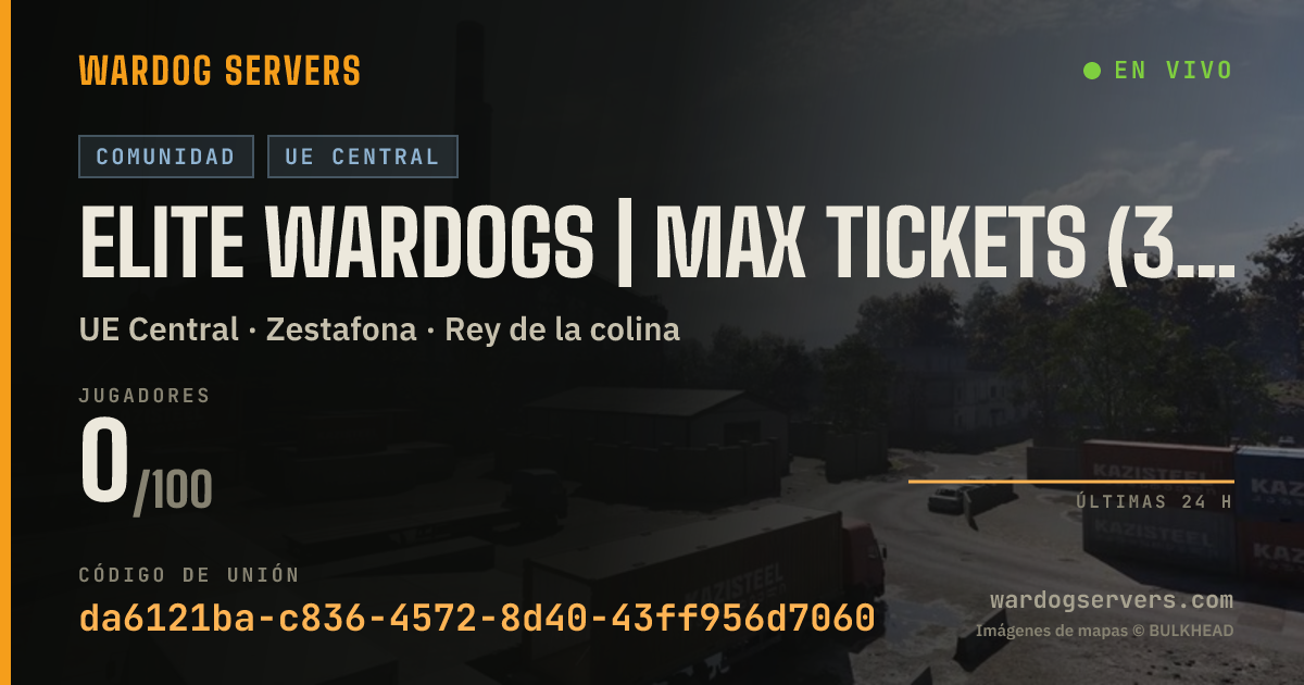 Banner de estado en vivo de Elite Wardogs | Max tickets (30s tick) | All players welcome