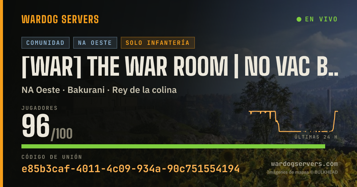 Banner de estado en vivo de [WAR] The War Room | No VAC Bans | Infantry Only | No GL Heli