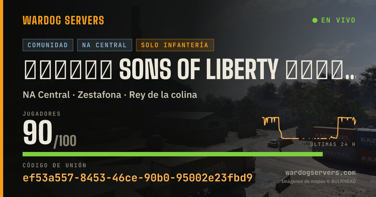 Banner de estado en vivo de ▁▂▃▅▆▇ SONS OF LIBERTY ▇▆▅▃▂▁ 50v50 Infantry Auto200+PingKick