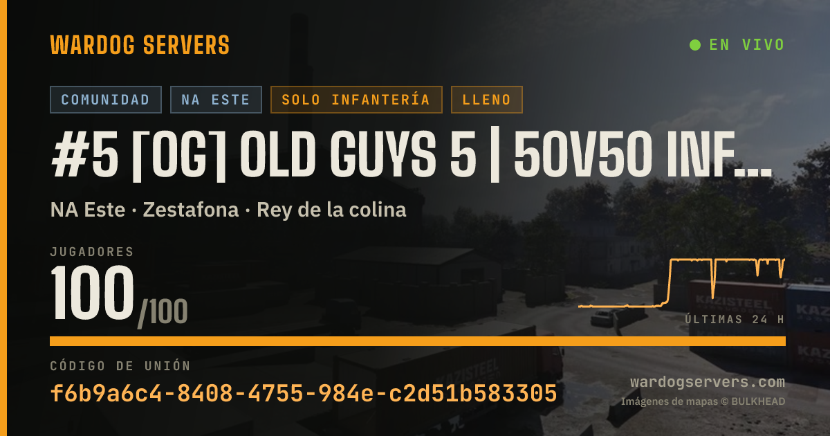 Banner de estado en vivo de #5 [OG] Old Guys 5 | 50v50 Infantry | NO GL | Boosted XP & Cash