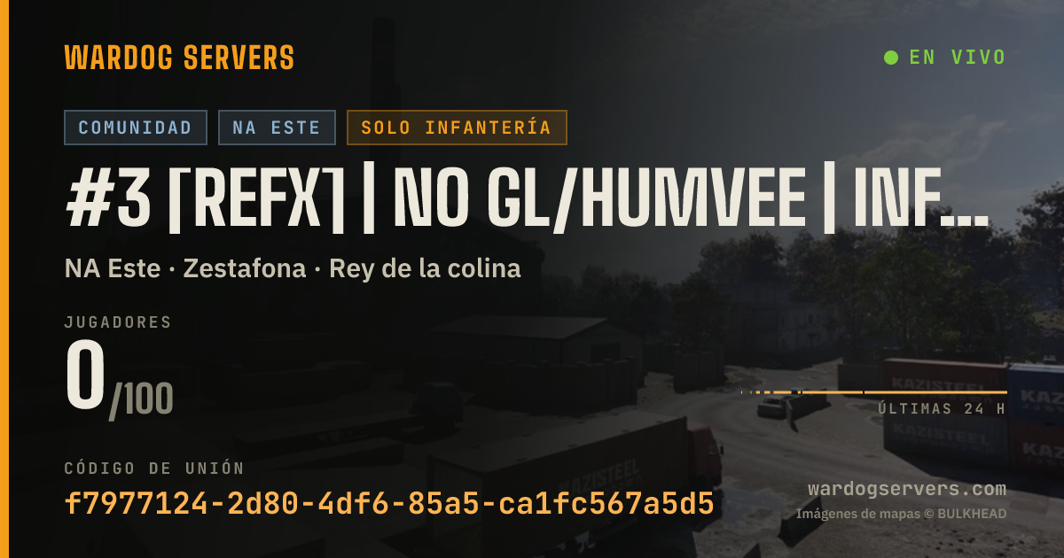 Banner de estado en vivo de #3 [ReFx] | NO GL/HUMVEE | INFANTRY ONLY | .gg/refx