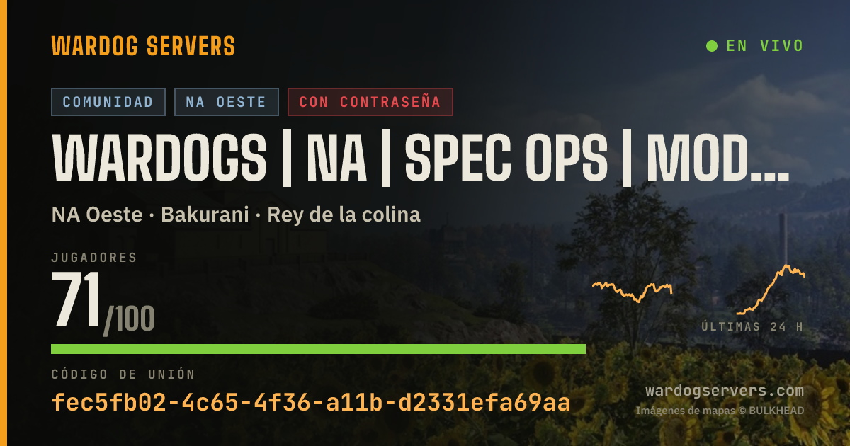 Banner de estado en vivo de Wardogs | NA | Spec Ops | Modded