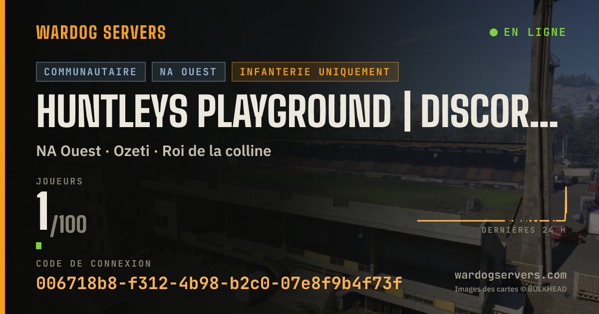 Bannière d’état en direct de Huntleys Playground | discord.gg/RUVq8nheyy | Infantry Only