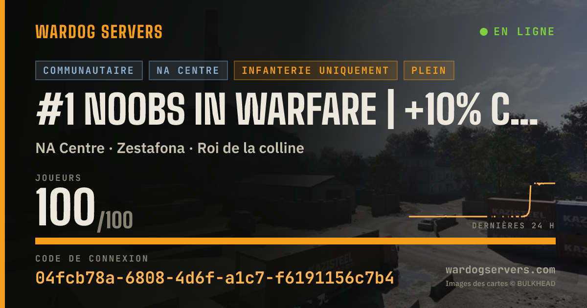 Bannière d’état en direct de #1 NOOBS in Warfare | +10% Cash&XP | Discord.gg/NOOBS-in-Warfare