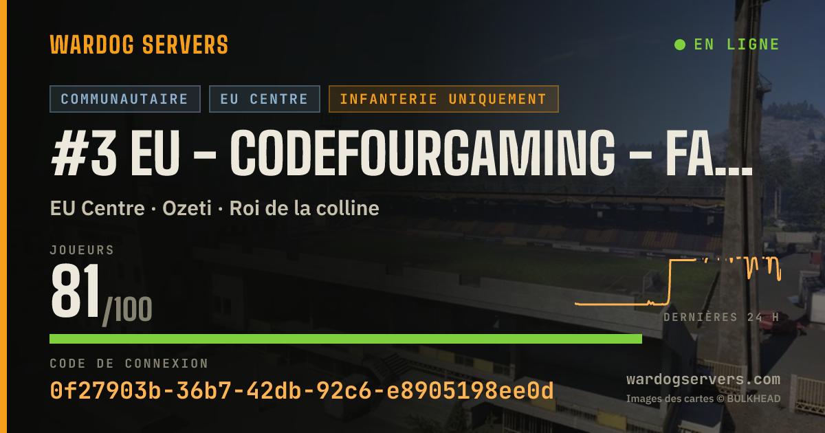 Bannière d’état en direct de #3 EU - CodeFourGaming - Fast Match - Infantry - discord.gg/c4g