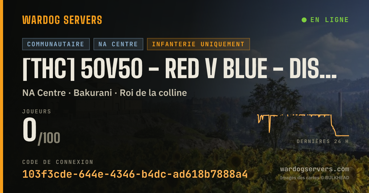 Bannière d’état en direct de [THC] 50v50 - Red v Blue - Discord.gg/HotZoneCrew