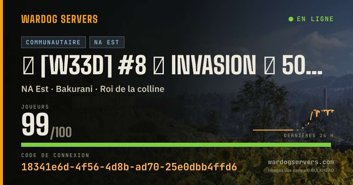 Bannière d’état en direct de ★ [W33D] #8 ★ INVASION ★ 50v50 ★ RED vs GREEN ★ Wardogs.host