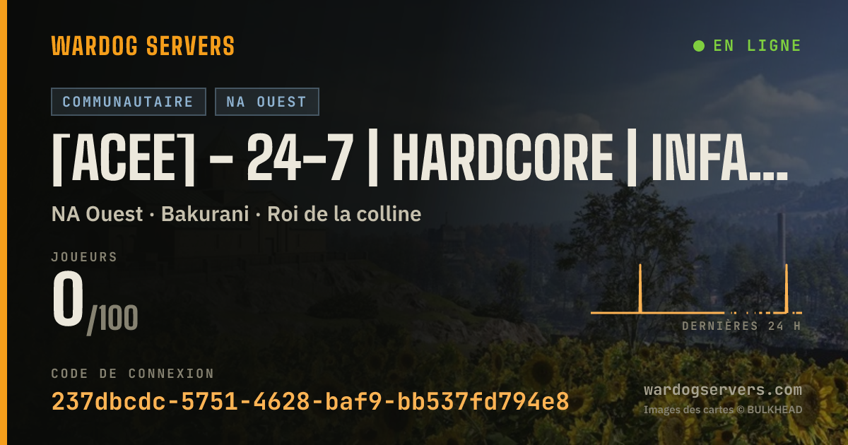 Bannière d’état en direct de [ACEE] - 24-7 | Hardcore | Infantry | 2x Cash Tick | US West