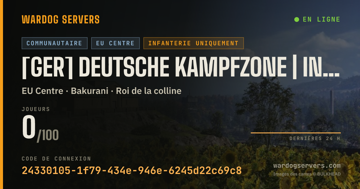 Bannière d’état en direct de [GER] Deutsche Kampfzone | Inf Only | +5% Cash Bonus | All Maps