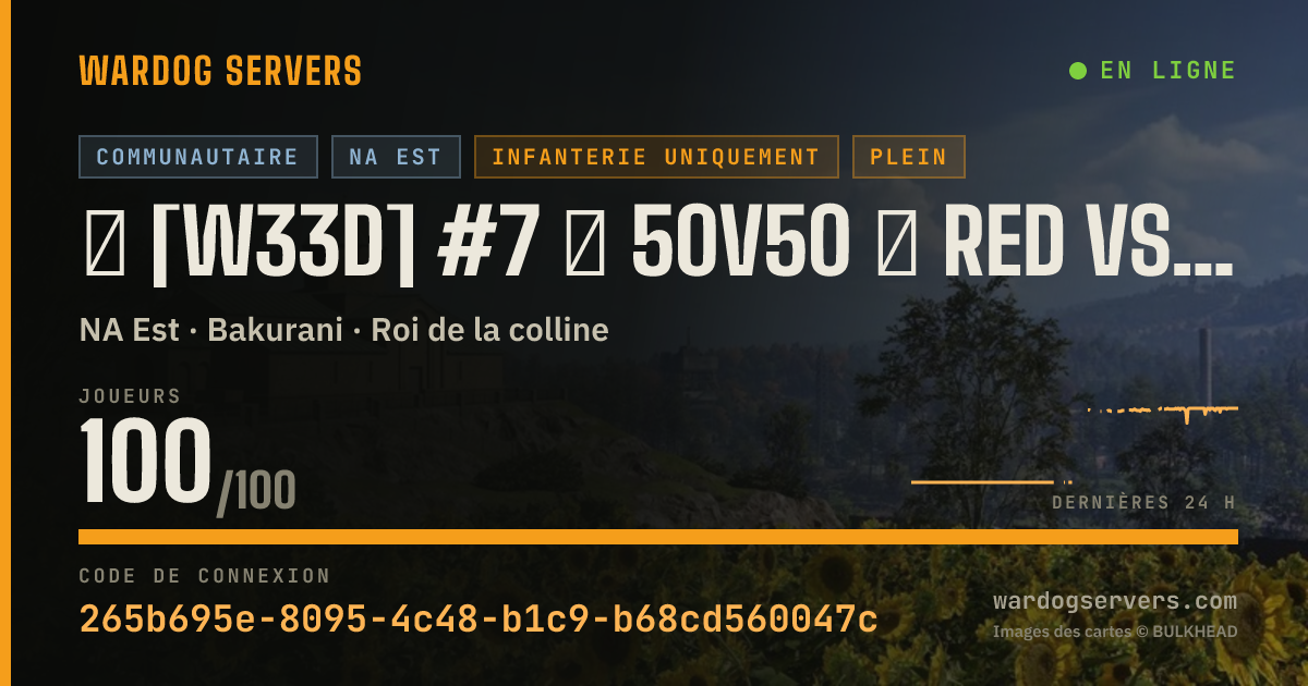 Bannière d’état en direct de ★ [W33D] #7 ★ 50v50 ★ RED vs GREEN ★ Wardogs.host