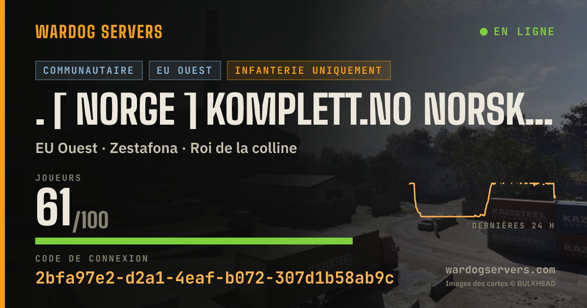 Bannière d’état en direct de . [ NORGE ] KOMPLETT.NO NORSK SERVER 3 | INFANTRY ONLY