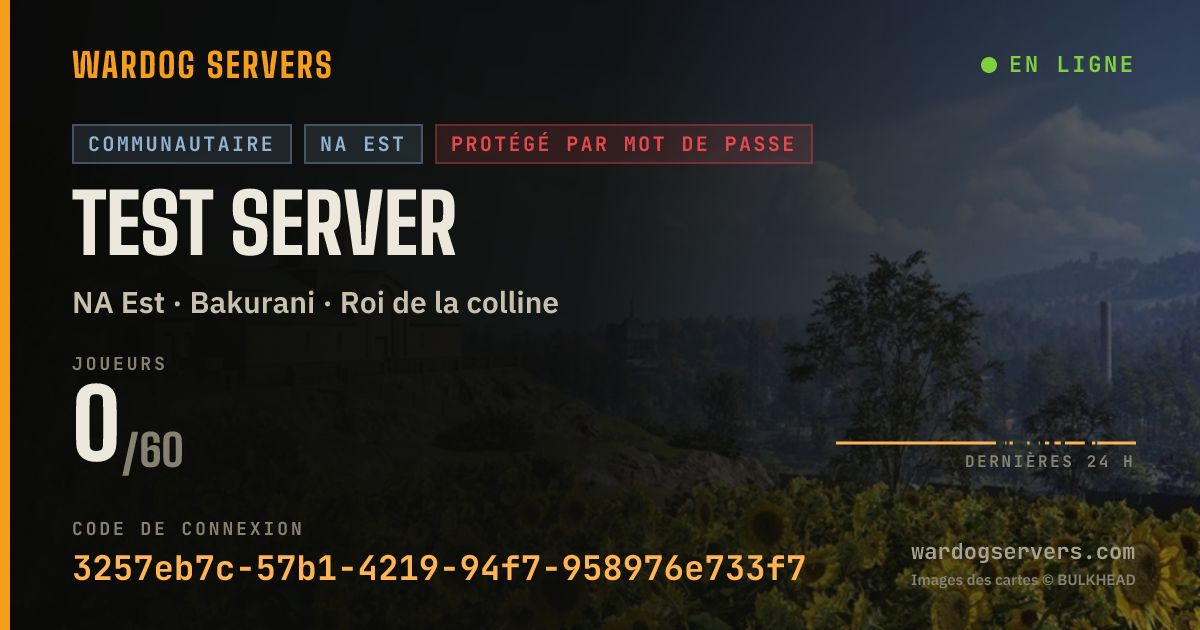 Bannière d’état en direct de Test Server
