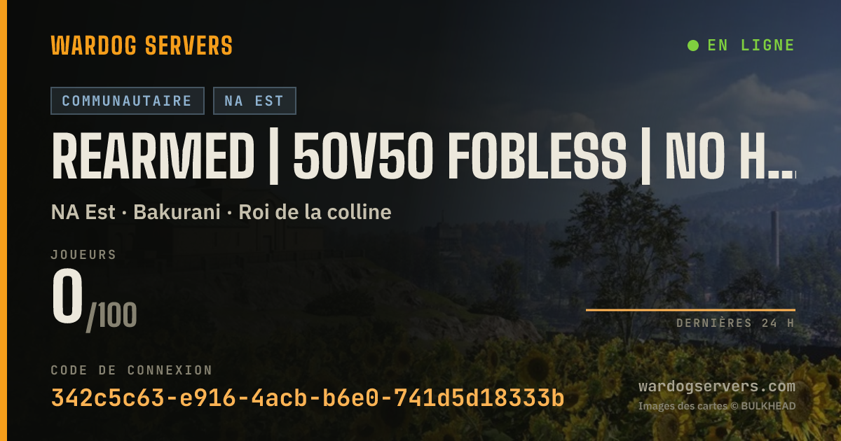 Bannière d’état en direct de REARMED | 50v50 FOBLESS | NO HELI GL