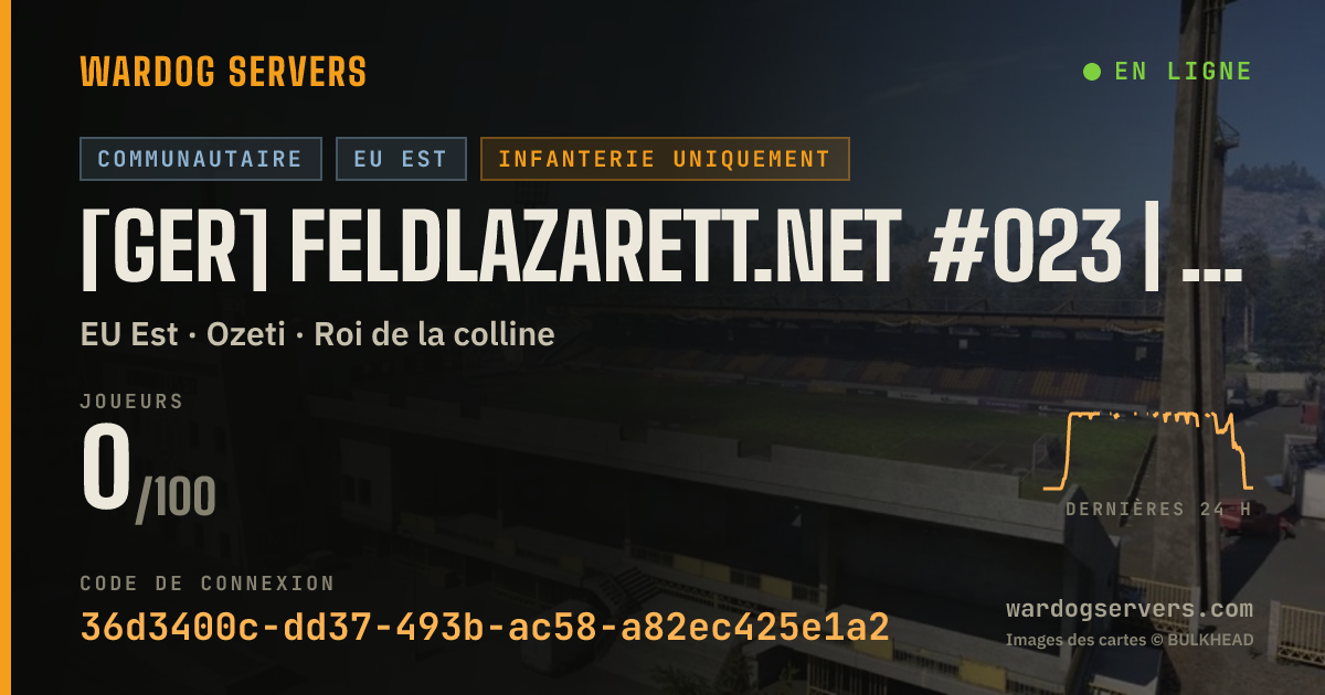 Bannière d’état en direct de [GER] Feldlazarett.net #023 | 50v50 | Infantry Only | 20-6