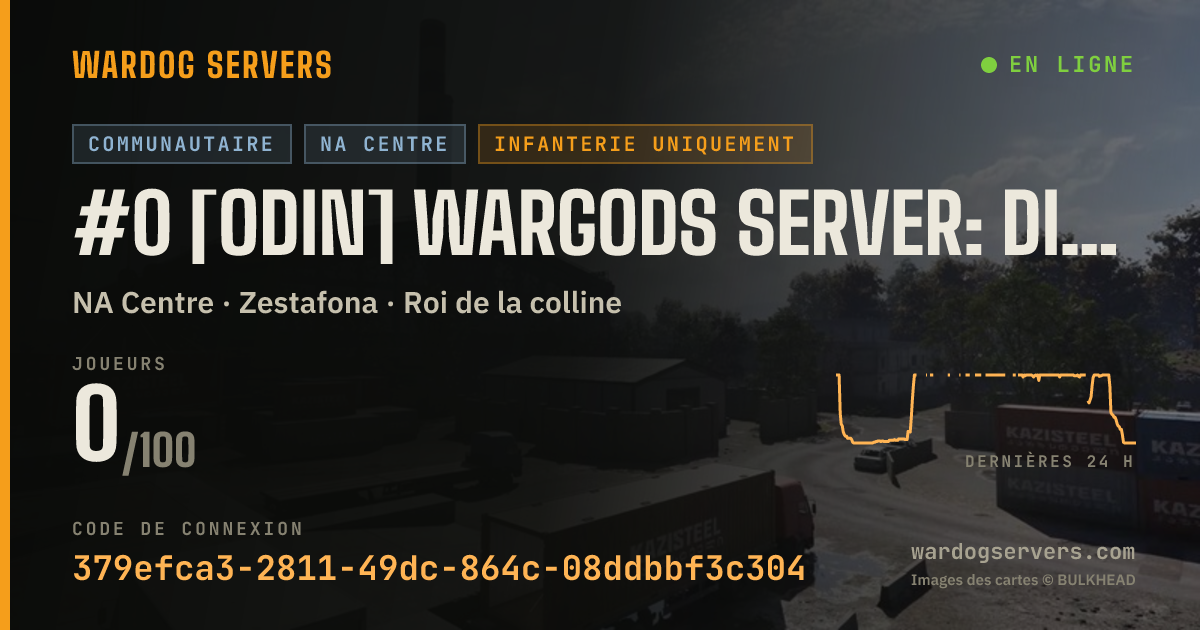 Bannière d’état en direct de #0 [ODIN] Wargods Server: discord.gg/odin-wardogs [NA] Central -