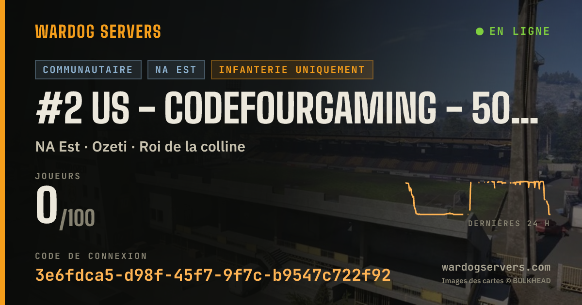 Bannière d’état en direct de #2 US - CodeFourGaming - 50v50 Infantry - discord.gg/c4g