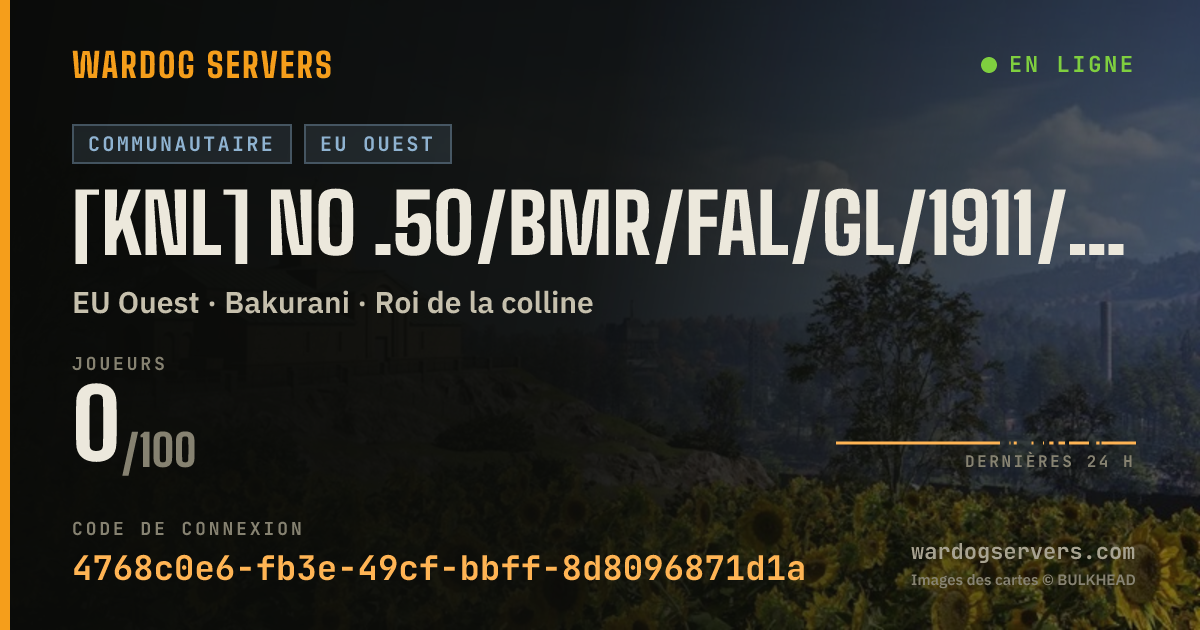 Bannière d’état en direct de [KNL] NO .50/BMR/FAL/GL/1911/SUPER45 - KENNEL.GG INFANTRY ONLY