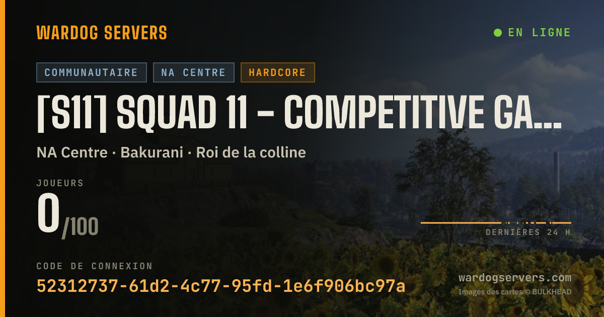 Bannière d’état en direct de [S11] Squad 11 - Competitive Gaming - Active Admins