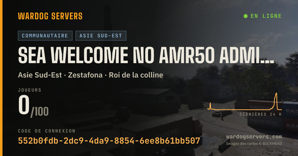 Bannière d’état en direct de SEA Welcome No AMR50 admins online