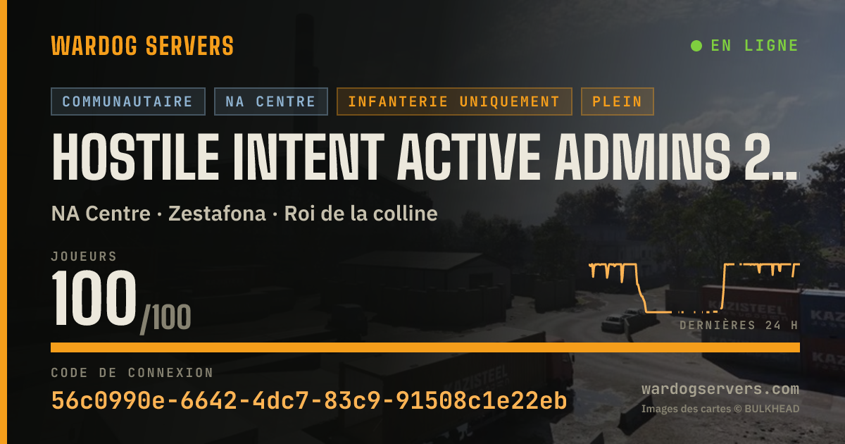 Bannière d’état en direct de HOSTILE INTENT Active Admins 24/7|Discord.gg/hostile-intent
