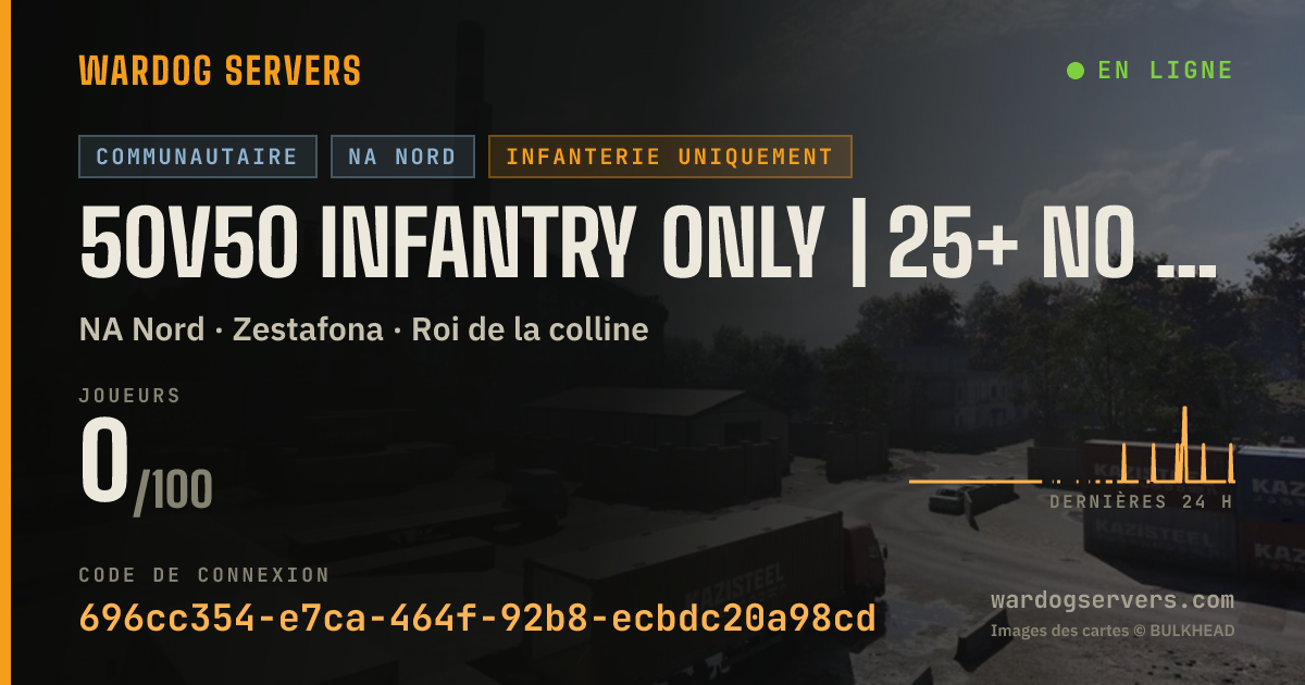 Bannière d’état en direct de 50v50 infantry only | 25+ no girls allowed | Rainy + Sunny Rotat