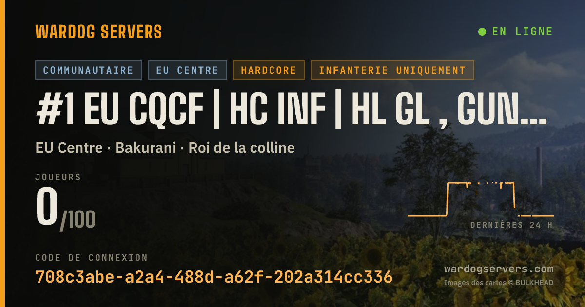 Bannière d’état en direct de #1 EU CQCF | HC INF | HL GL , GUN CAR , MORTAR FORB | ADMINS | 0