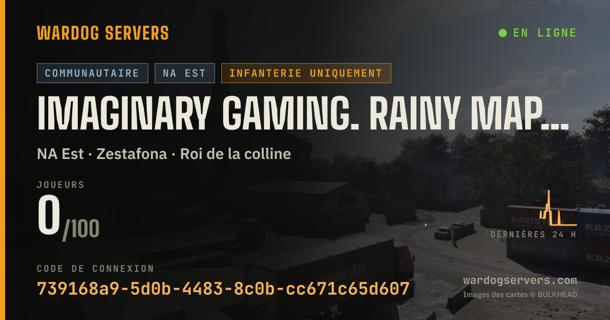 Bannière d’état en direct de Imaginary Gaming. Rainy Maps Only. No GLHeli