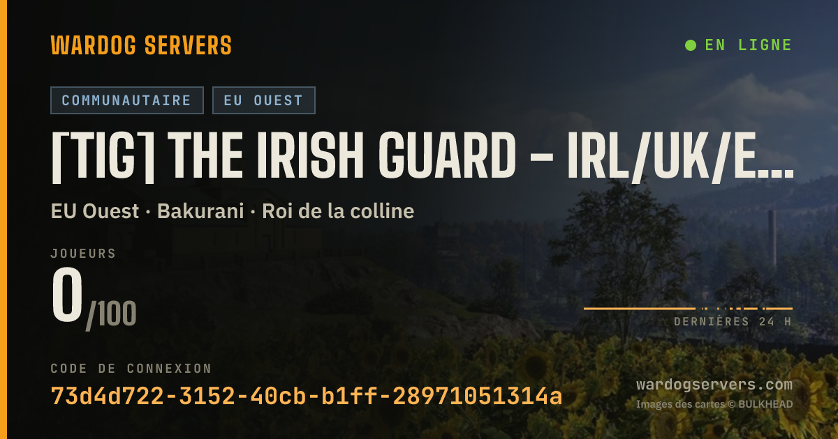 Bannière d’état en direct de [TiG] The Irish Guard - IRL/UK/EU - Rain Maps Only