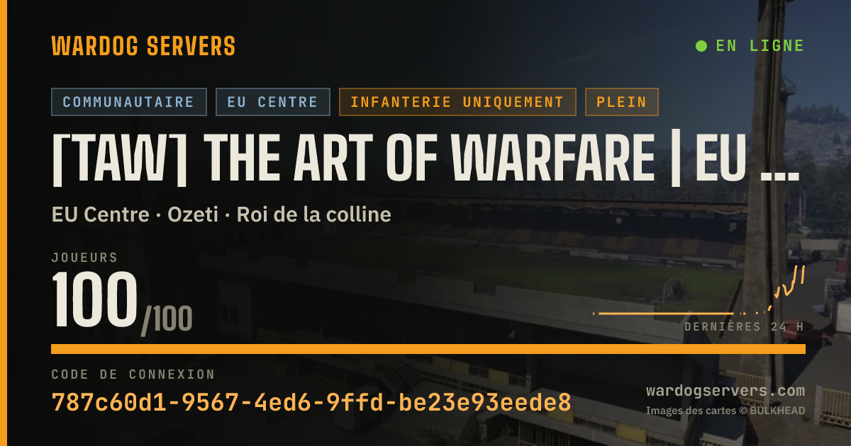 Bannière d’état en direct de [TAW] The Art of Warfare | EU Central | Vanilla | 24/7 Infantry