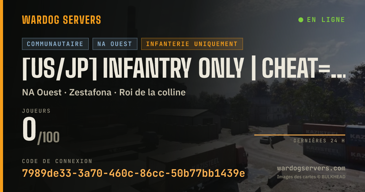 Bannière d’état en direct de [US/JP] INFANTRY ONLY | CHEAT=AUTO-BAN | No Skill Kicks | EN/JP