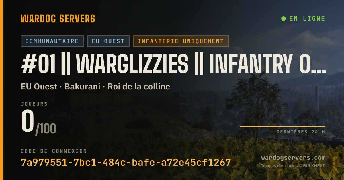 Bannière d’état en direct de #01 || WARGLIZZIES || INFANTRY ONLY || ALL SIZES WELCOME