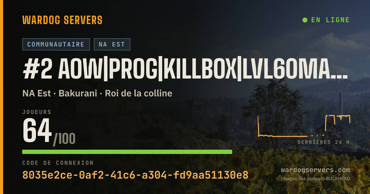 Bannière d’état en direct de #2 AOW|PROG|KILLBOX|LVL60MAX|+30EVERYSAT|DISCORD.GG/JOINKILLBOX