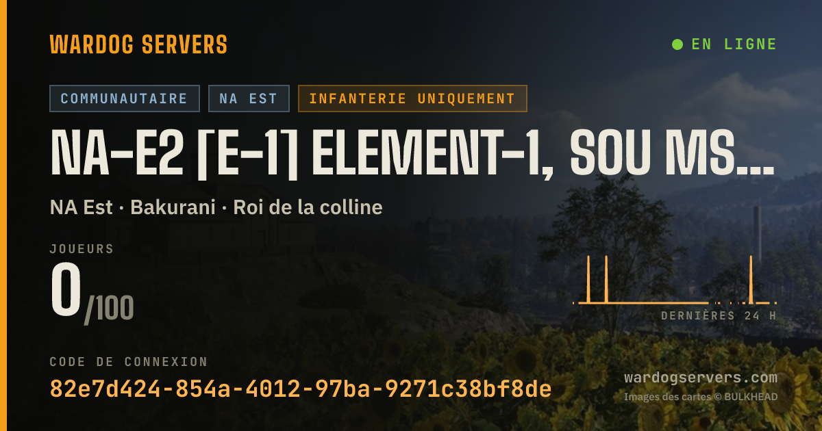 Bannière d’état en direct de NA-E2 [E-1] ELEMENT-1, SOU MSS → INFANTRY ONLY | 50v50