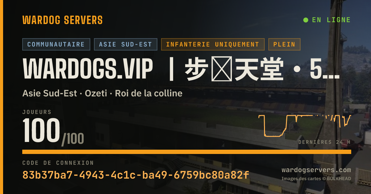 Bannière d’état en direct de WARDOGS.VIP 丨步战天堂・50V50・No Out‑Zone Kill・No Cross‑Team・KD Stats